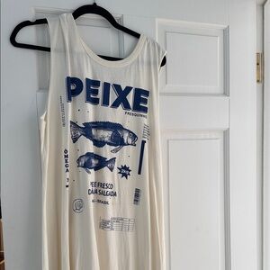 FARM Rio Cream Tank Dress with Navy Fish Graphic